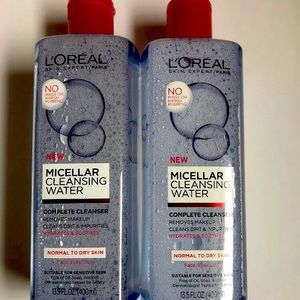 NEW L’Oreal Cleansing Water Nrml Dry Skin 400mlx2